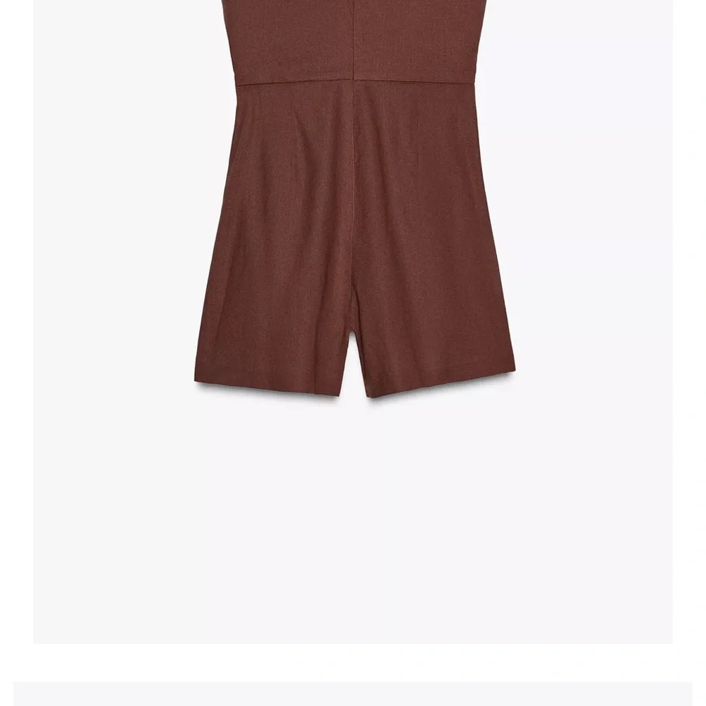 Zara Elegant linen Strapless Rust jumpsuit - Picture 16 of 16